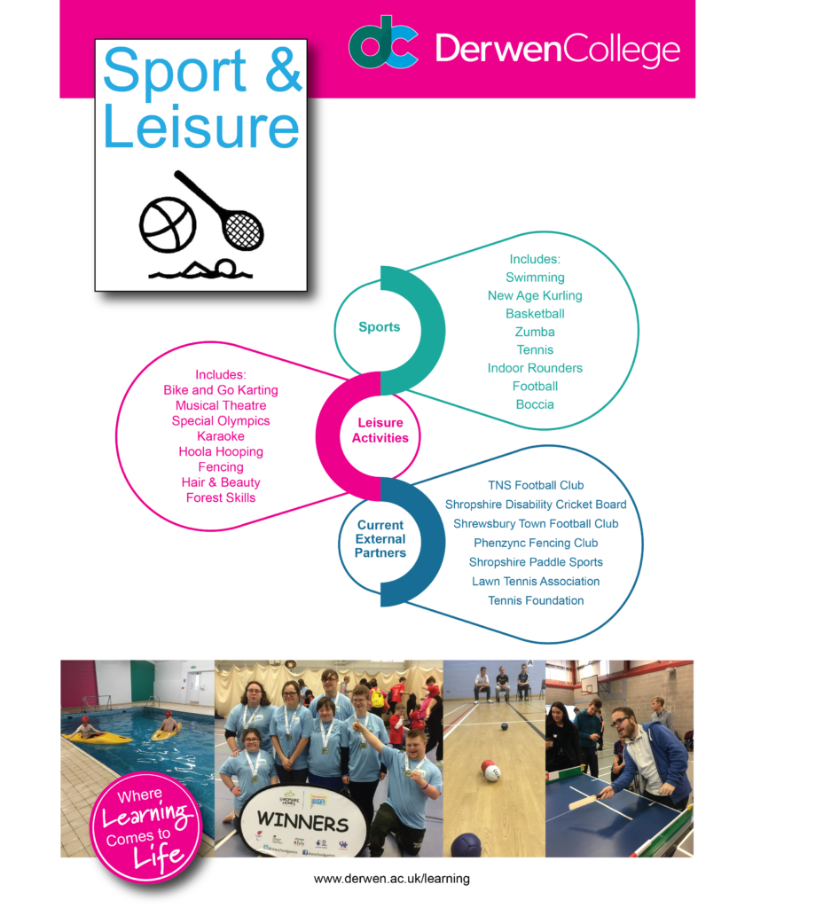 Sport and exercise opportunities at Derwen College