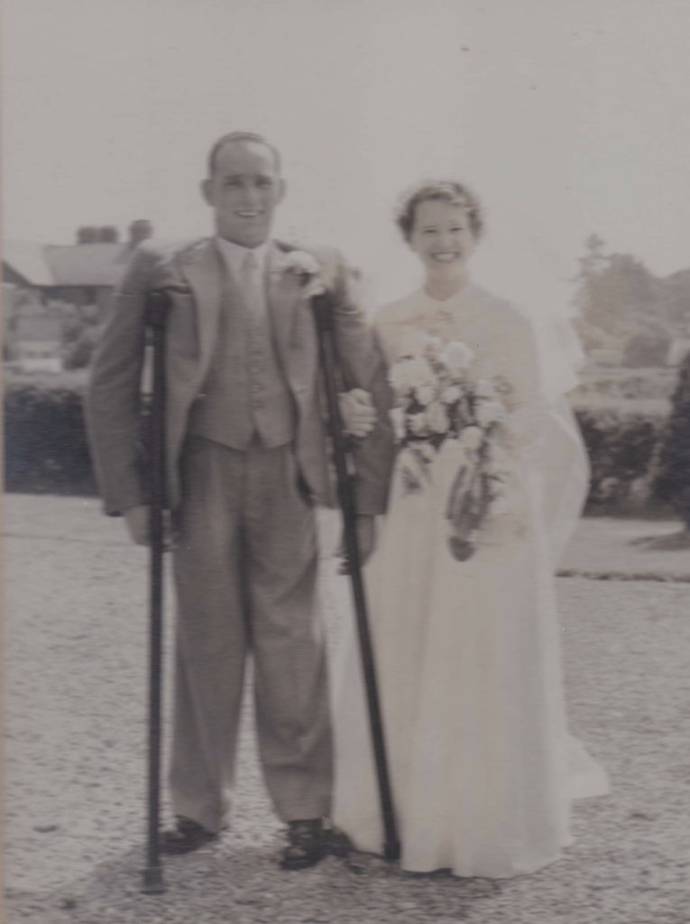 Sidney and Beryl Randle on their wedding day at All Saints Church Gobowen