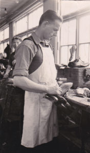 Sidney Randle at work in the 'Boot Shop'.