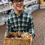 Student at work at the market in Oswestry 