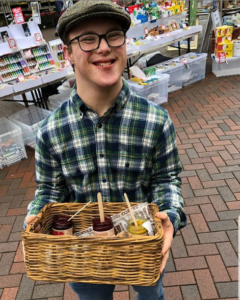 Student at work at the market in Oswestry