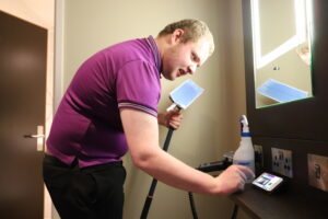 Student A at Derwen College Hotel 751 training hotel