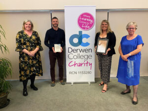 Derwen College Principal and CEO Meryl Green, Sports & Leisure Co-ordinator Steve Evans, Performing Arts teacher Jessie Vaughan and Chair of Govenors K Kimber.