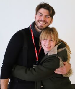 Actor Sam Retford and Derwen College student Anna Redding who helped to organise his visit.
