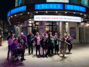 Student Union Board outside London's Novello Theatre before watching Mamma Mia!