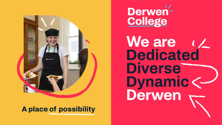 Derwen College: A place of possibility. We are Dedicated, Diverse, Dynamic, Derwen.