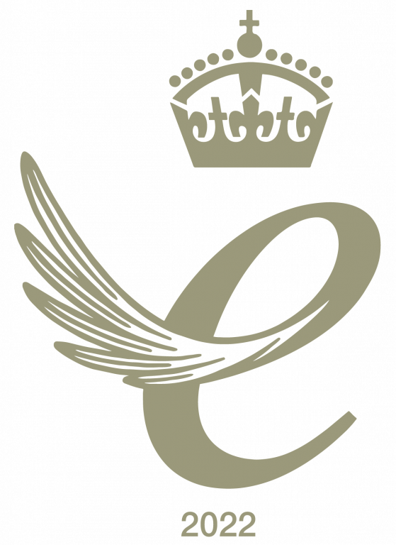 The Queen's Award for Enterprise logo, in gold.
