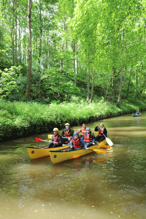 Silver group canoeing on their exhibition