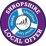 Shropshire Local Offer logo - showing an image of a person at different ages, with 'Education Health and Social Care' written around the centre