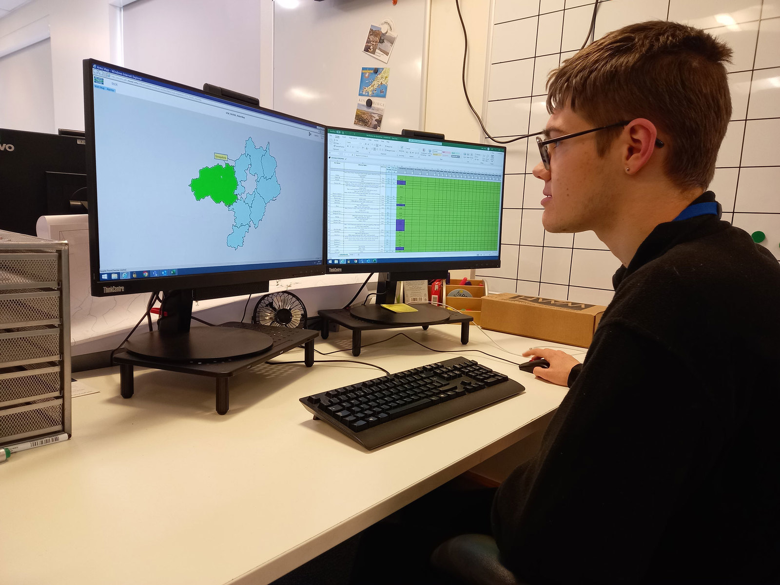 Derwen College Ludlow student works on the computer.