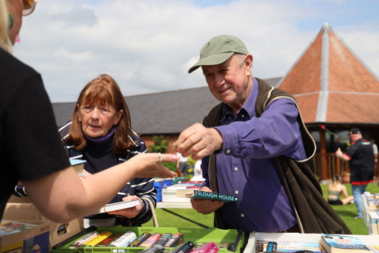 Buying a book at the fete