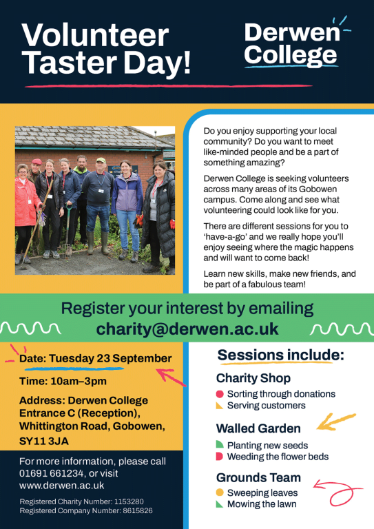 Volunteer taster day 25 September flyer for decoration