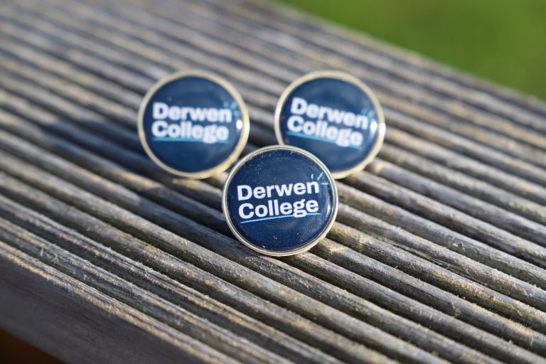 three derwen college badges