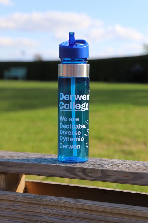 blue water bottle
