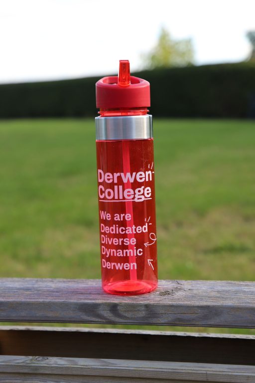 red water bottle