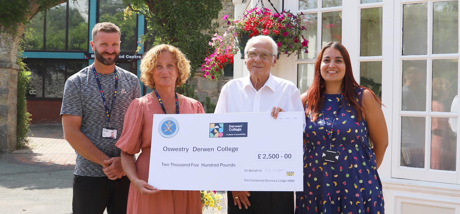 Oswestry Freemasons donate £2,500 to Derwen Charity